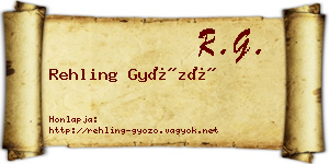 Rehling Győző névjegykártya