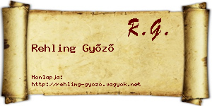 Rehling Győző névjegykártya